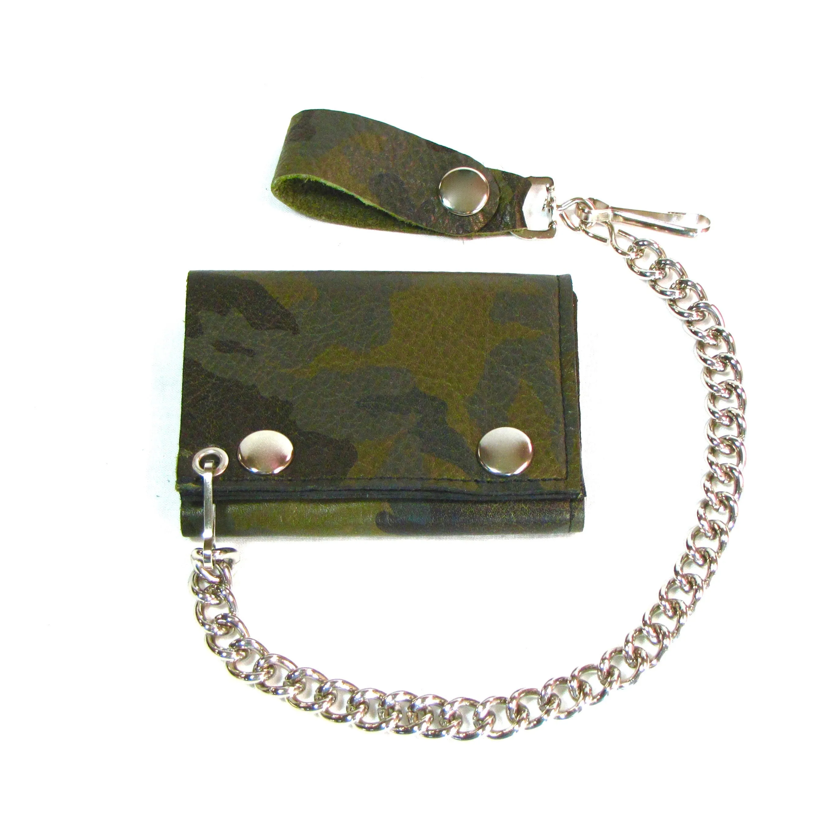 OCF304  Tri-Fold Wallet w/ Chain- Olive Camo Print