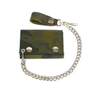 OCF304  Tri-Fold Wallet w/ Chain- Olive Camo Print