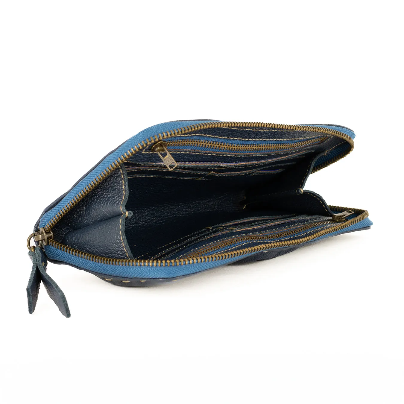 Olwethu : Ladies Leather Clutch Purse in Denim Cayak