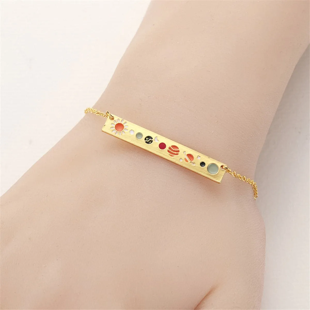 Orange & Gold-Plated Celestial ID Bracelet