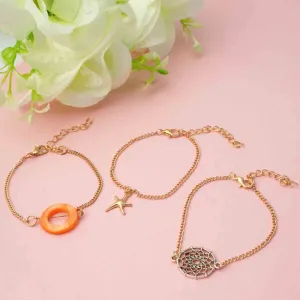 Orange Stone Starfish Bracelet Set
