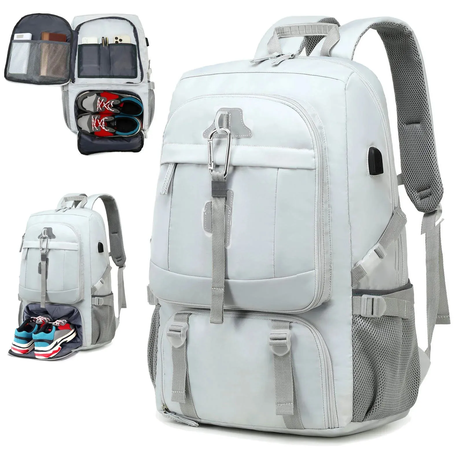 Outdoor backpack for travel, 50L waterproof camping backpack for women and men, backpack with shoe compartment