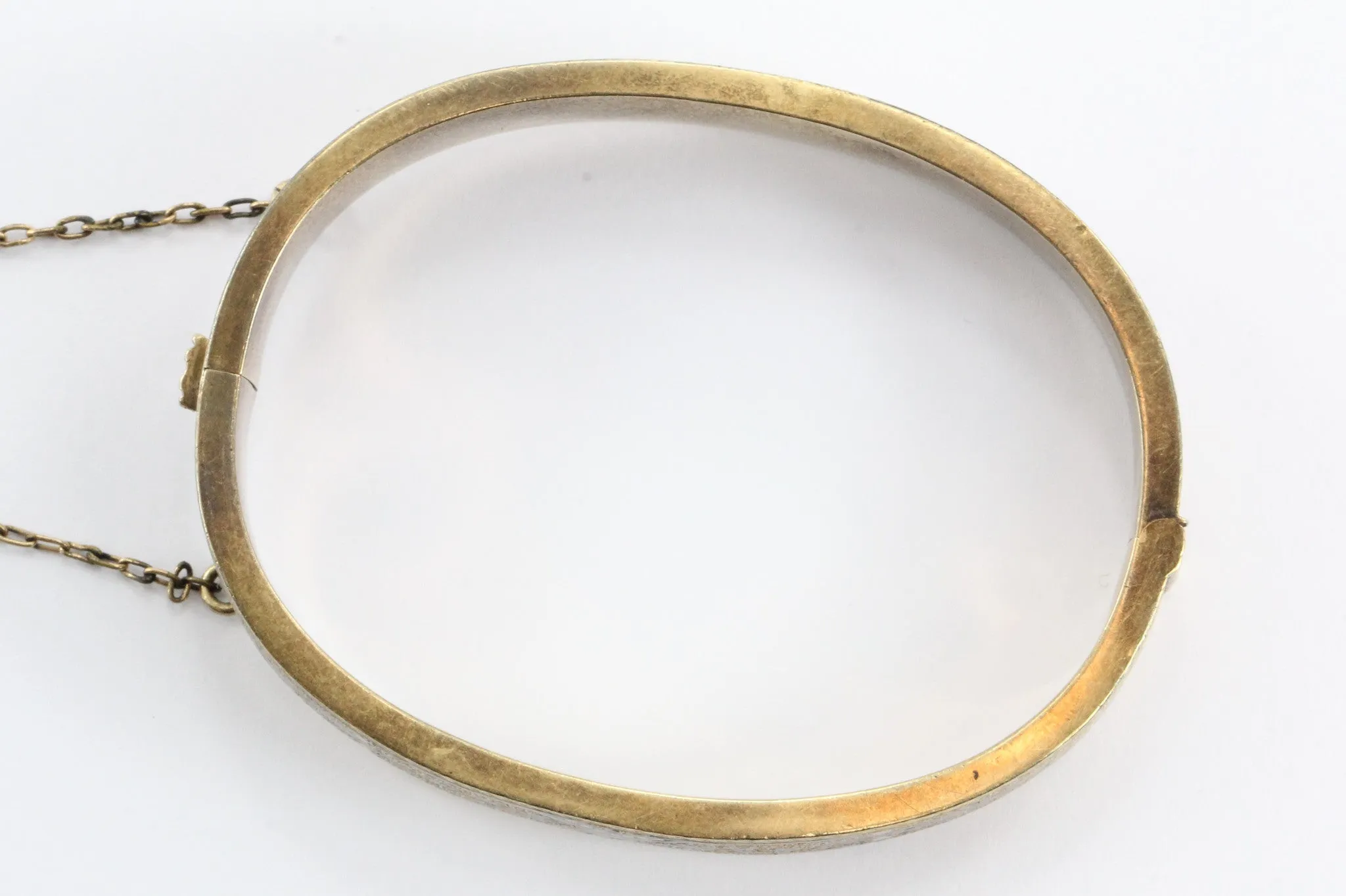 Pair of Matching Antique Victorian Enamel 14K Gold Bangle Bracelets