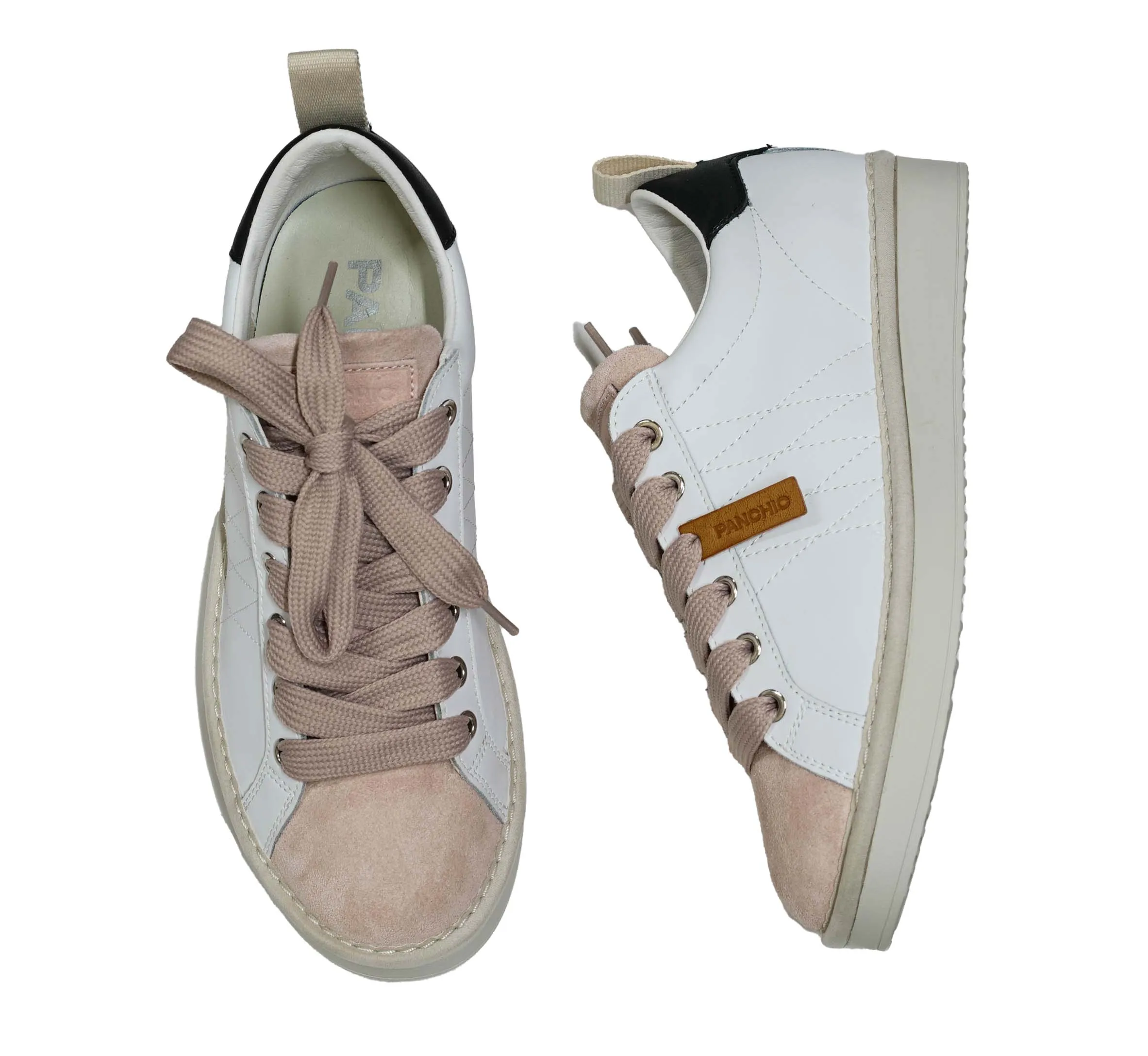 Panchic Women’s White & Rose Leather & Suede Sneaker W1600