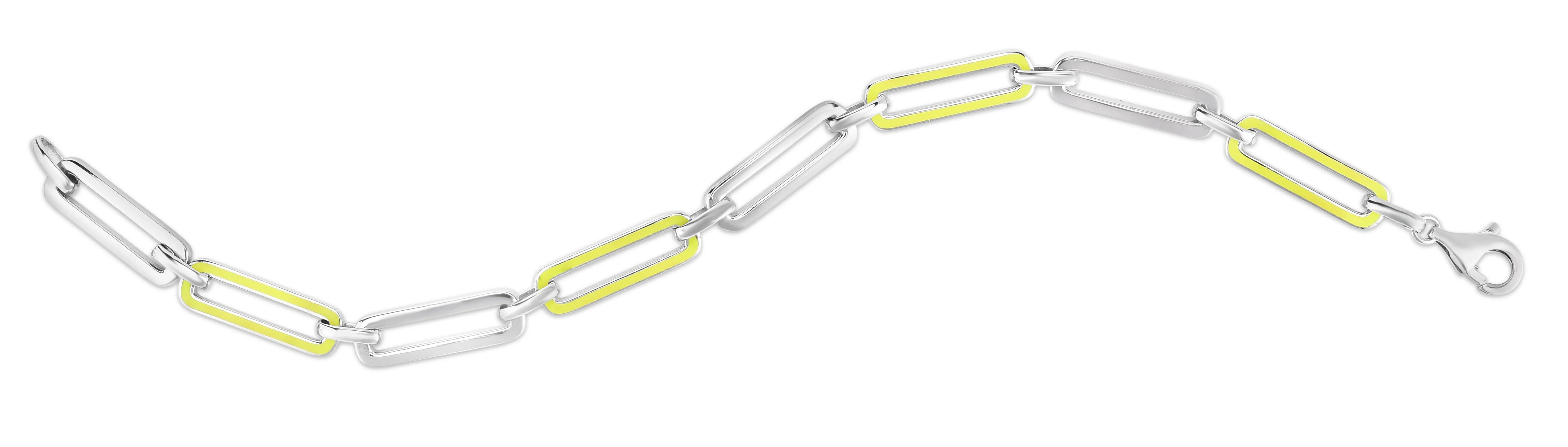 PaperClip link Bracelet in Sterling with Enamel