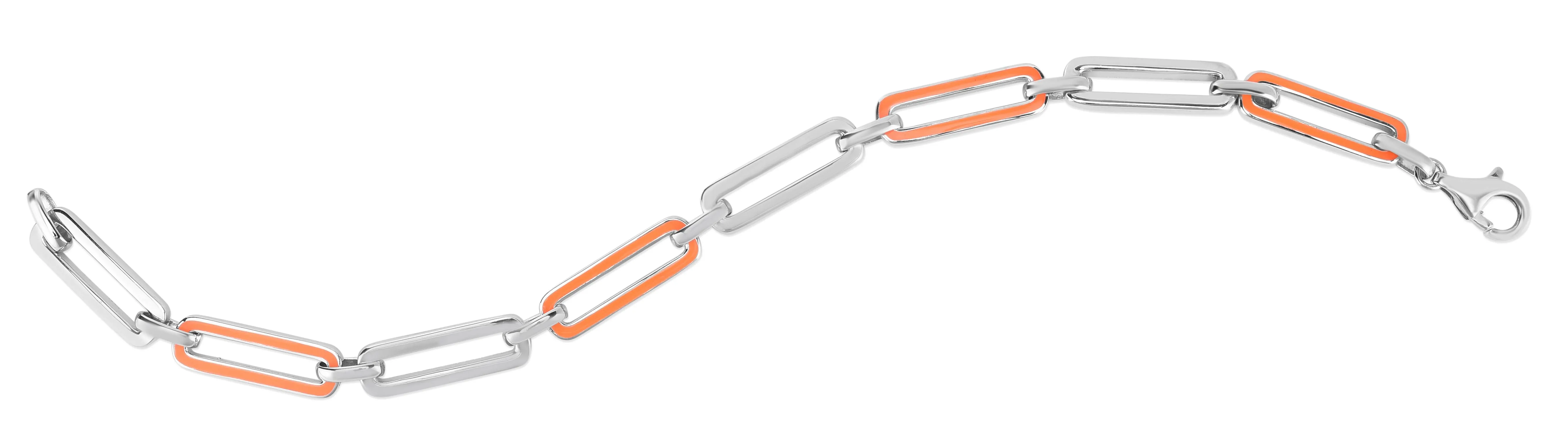PaperClip link Bracelet in Sterling with Enamel