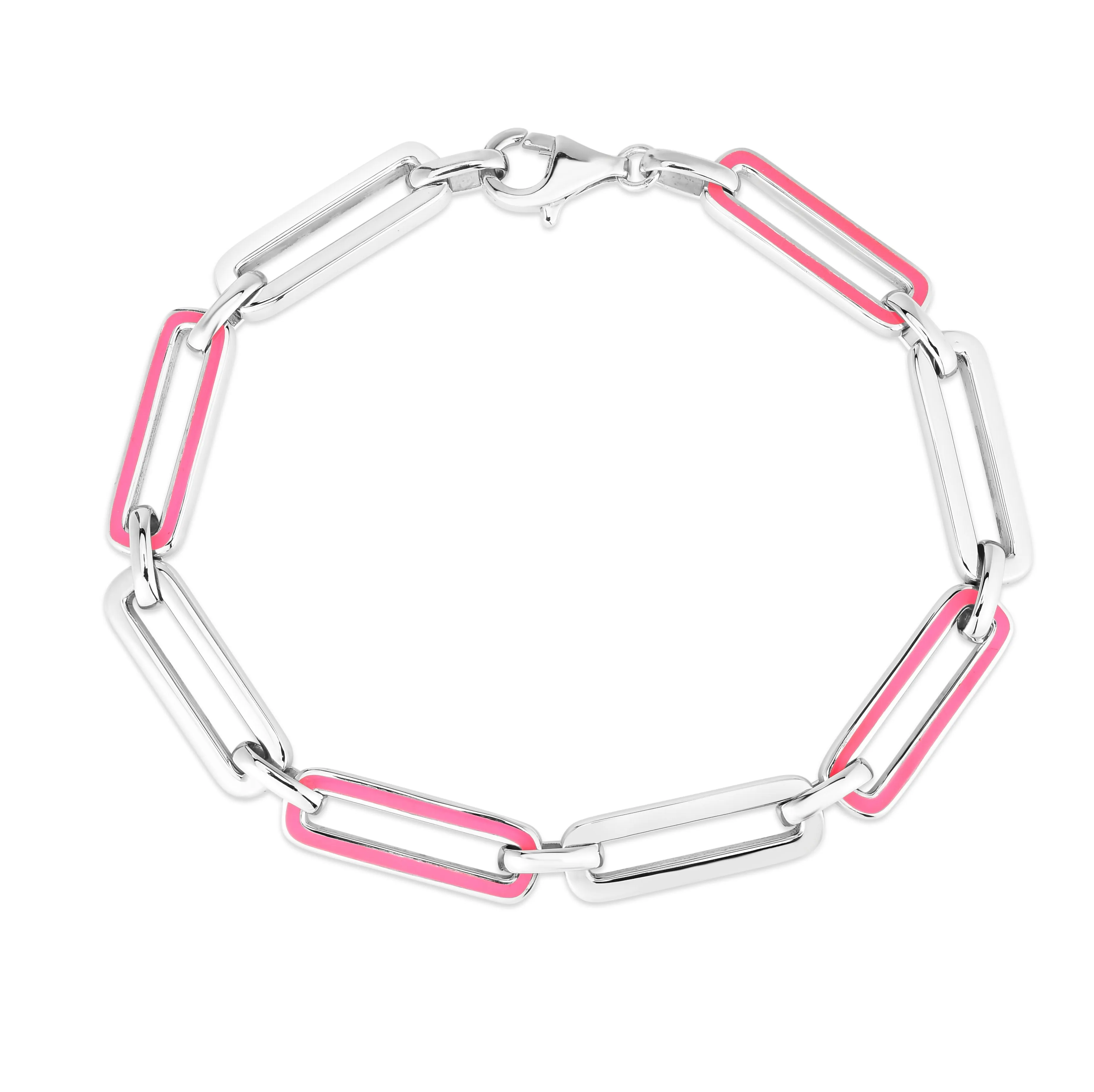 PaperClip link Bracelet in Sterling with Enamel