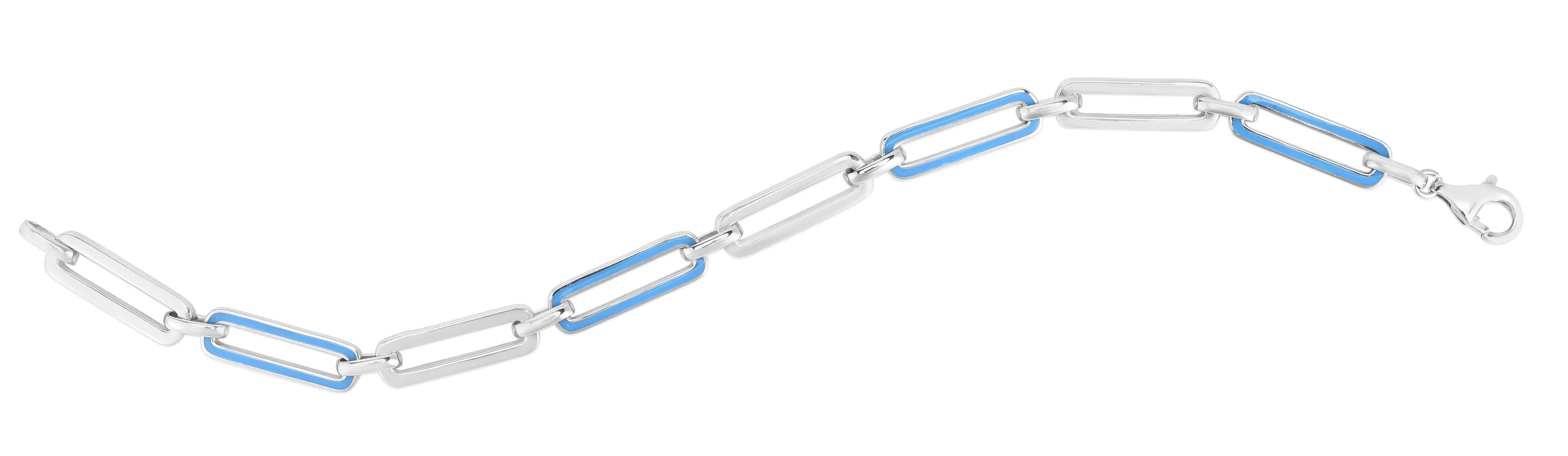 PaperClip link Bracelet in Sterling with Enamel