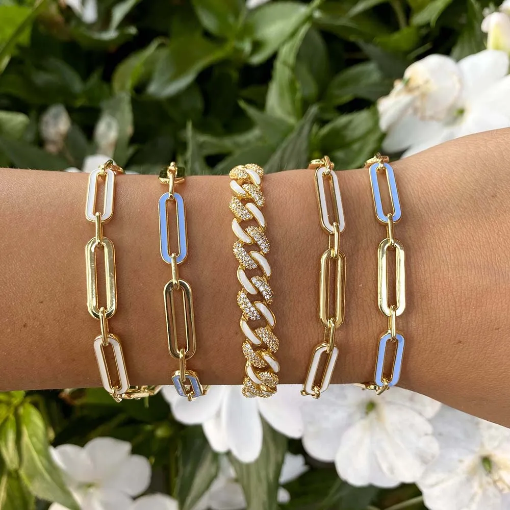 Pastel Enamel Oval Link Bracelet
