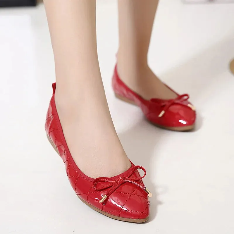 Patent Leather Flat Shoes Rubber Sole Shoes 3393