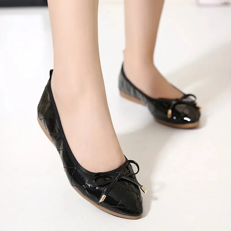 Patent Leather Flat Shoes Rubber Sole Shoes 3393