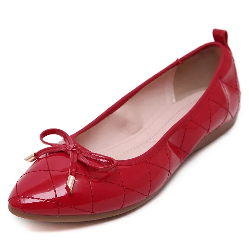 Patent Leather Flat Shoes Rubber Sole Shoes 3393