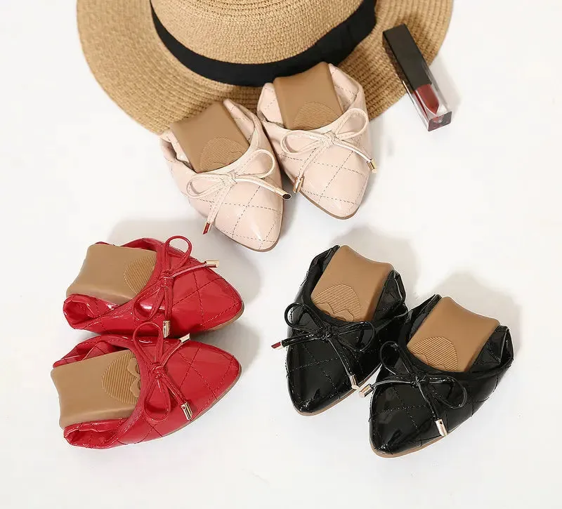 Patent Leather Flat Shoes Rubber Sole Shoes 3393