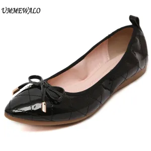 Patent Leather Flat Shoes Rubber Sole Shoes 3393
