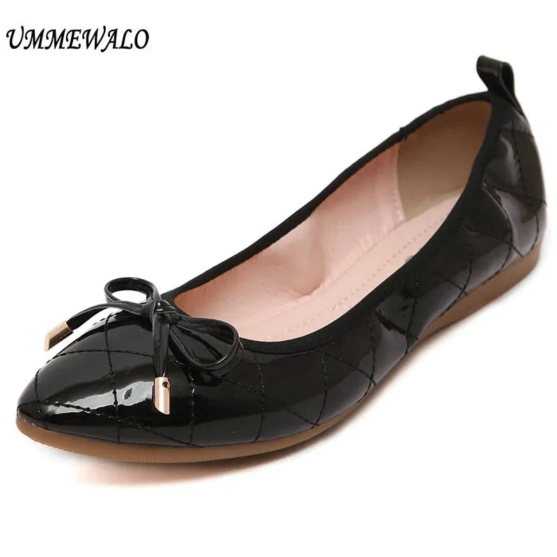 Patent Leather Flat Shoes Rubber Sole Shoes 3393