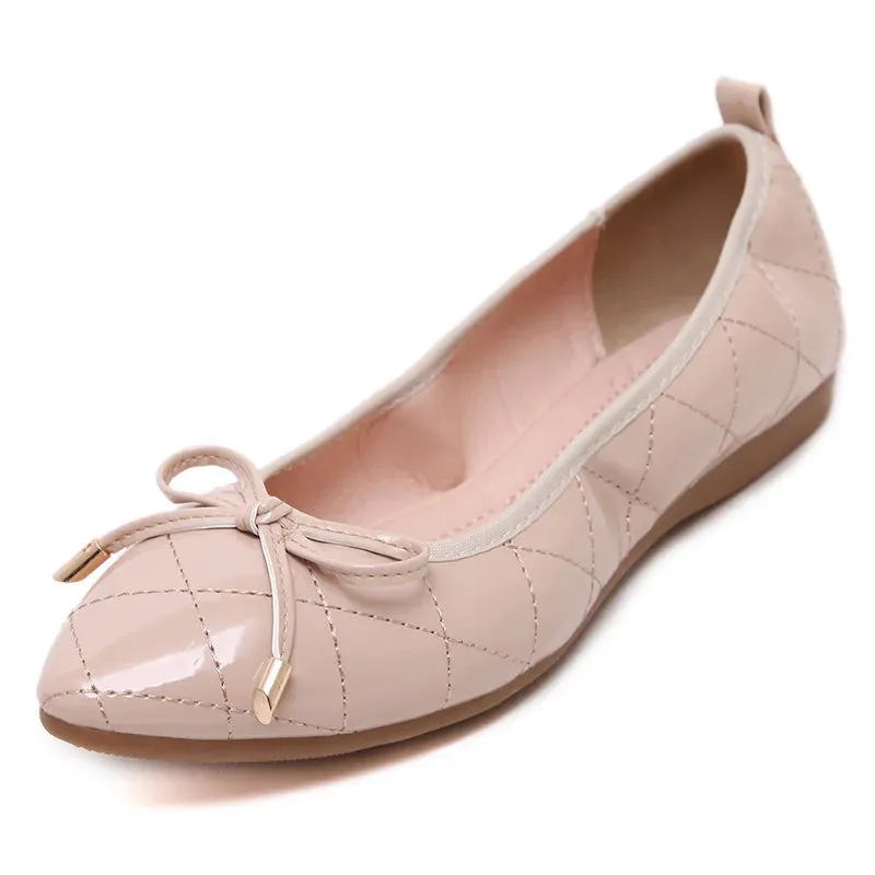 Patent Leather Flat Shoes Rubber Sole Shoes 3393