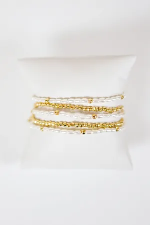 Pearl & Gold Ball Bracelet Set