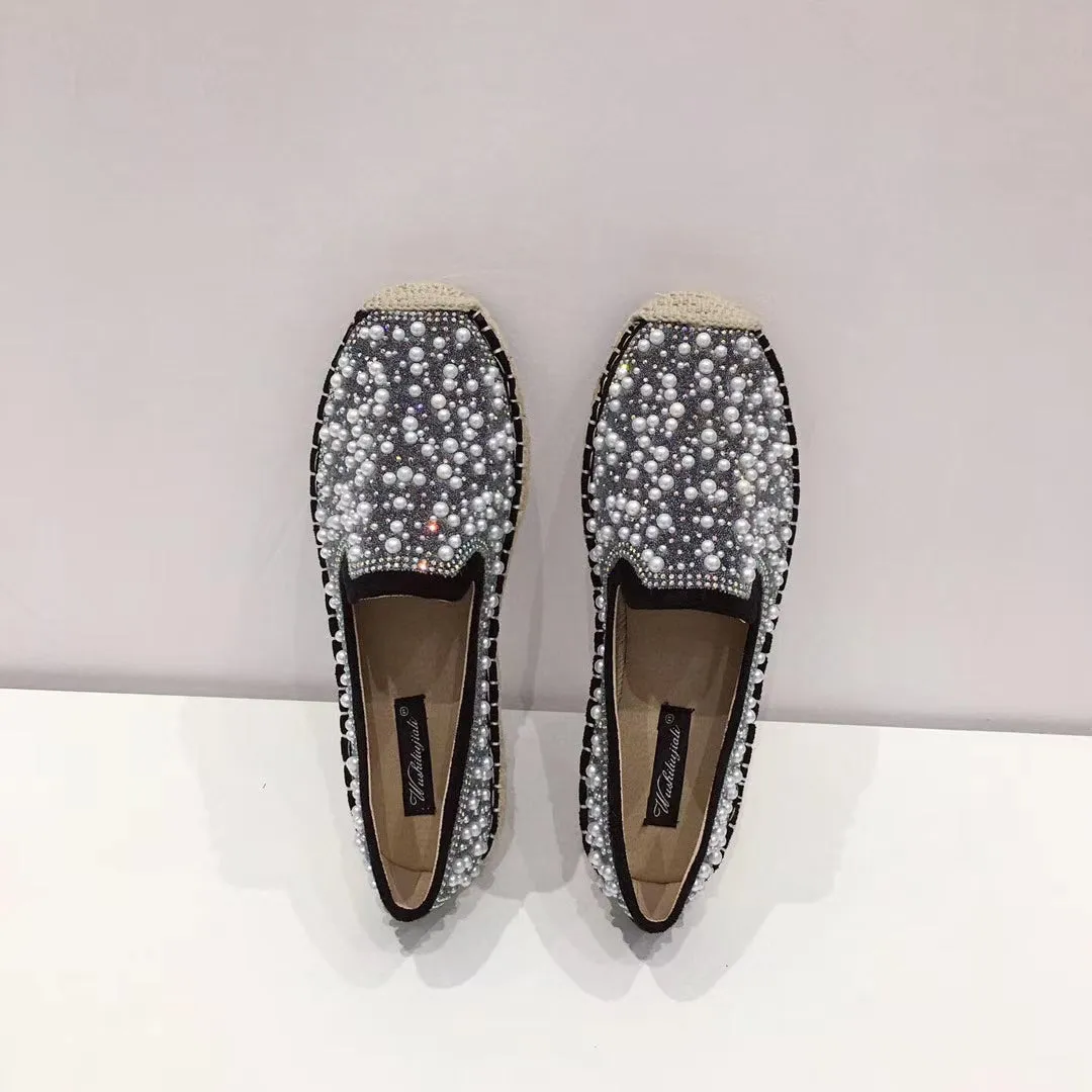 Pearl Embellishment Rope Flats