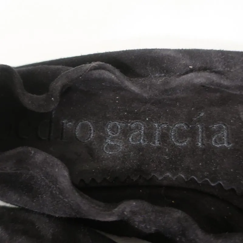 Pedro Garcia Ballet Flats Black Crystal-Embellished Suede Size 37