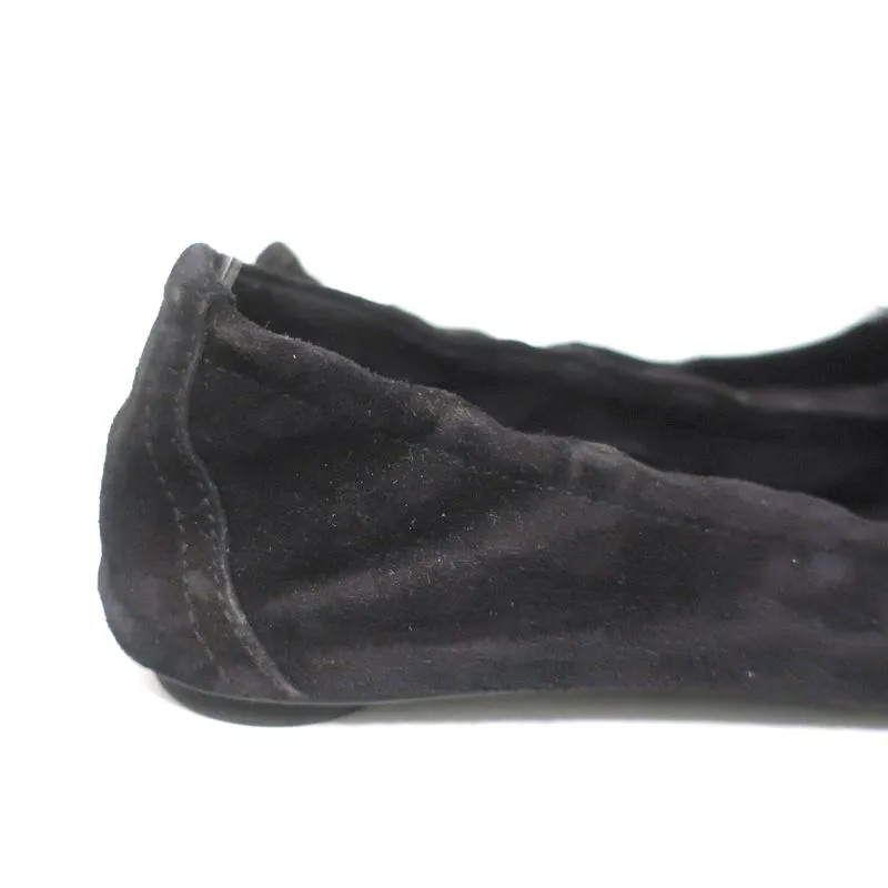 Pedro Garcia Ballet Flats Black Crystal-Embellished Suede Size 37
