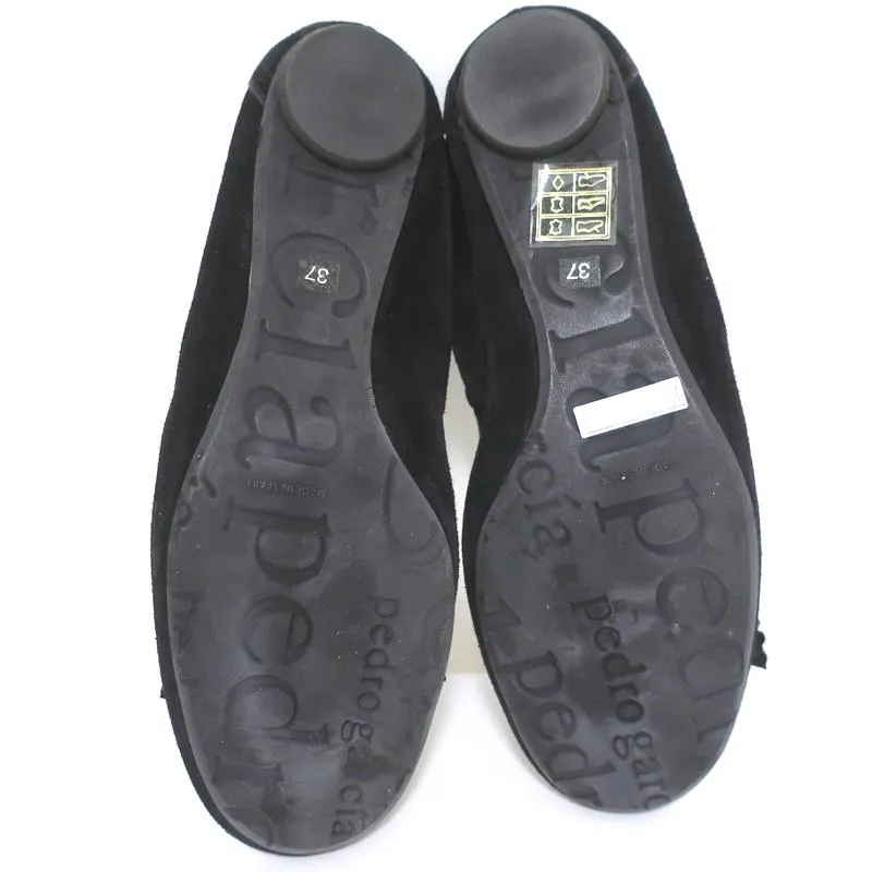 Pedro Garcia Ballet Flats Black Crystal-Embellished Suede Size 37