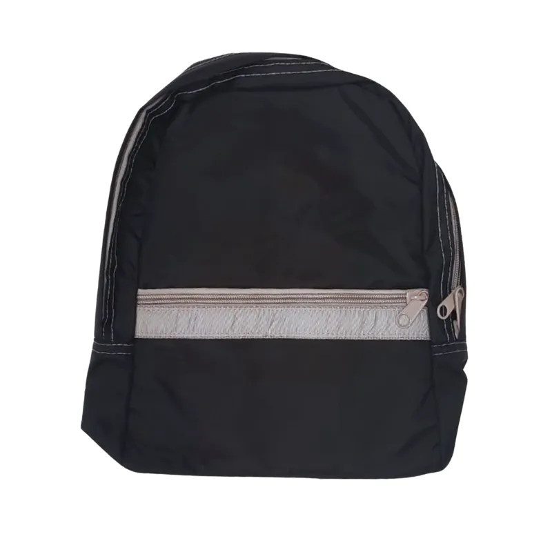 Personalized Nylon Black and Grey Small Backpack
