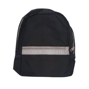 Personalized Nylon Black and Grey Small Backpack