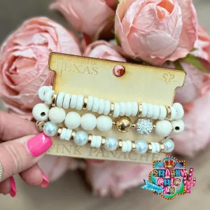 Pink Panache White Bracelet Set