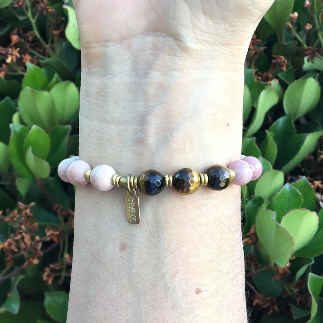 Pink Rhodochrosite and Tiger´s Eye "Self Love and Prosperity" Bracelet