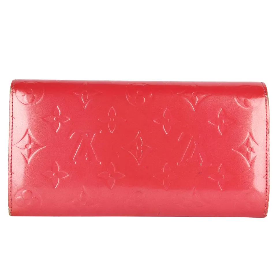 Pink Sarah Vernis Leather Wallet)