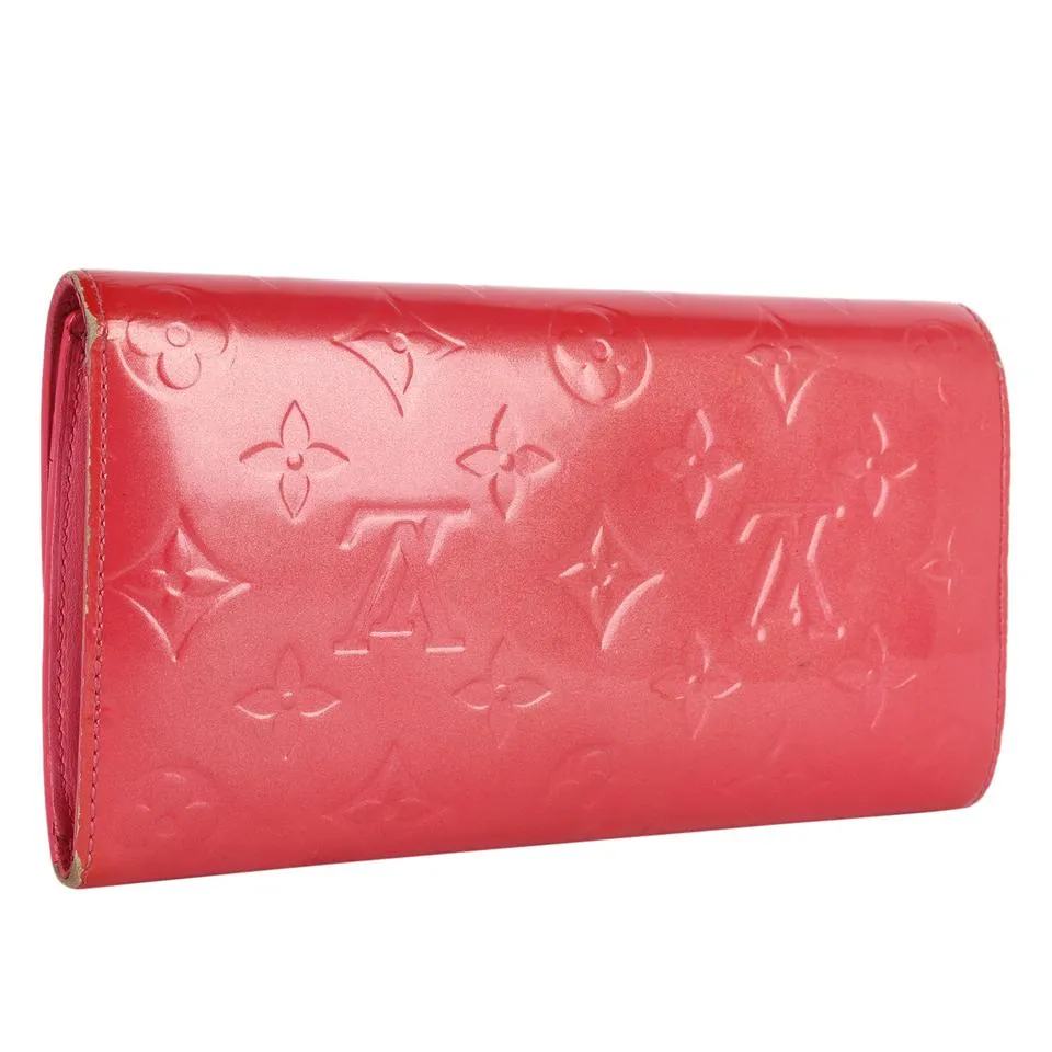 Pink Sarah Vernis Leather Wallet)