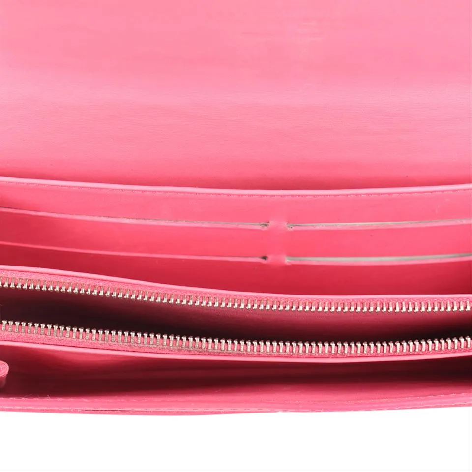 Pink Sarah Vernis Leather Wallet)
