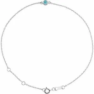 Platinum Natural Blue Zircon Bezel-Set Solitaire 6 1/2-7 1/2" Bracelet