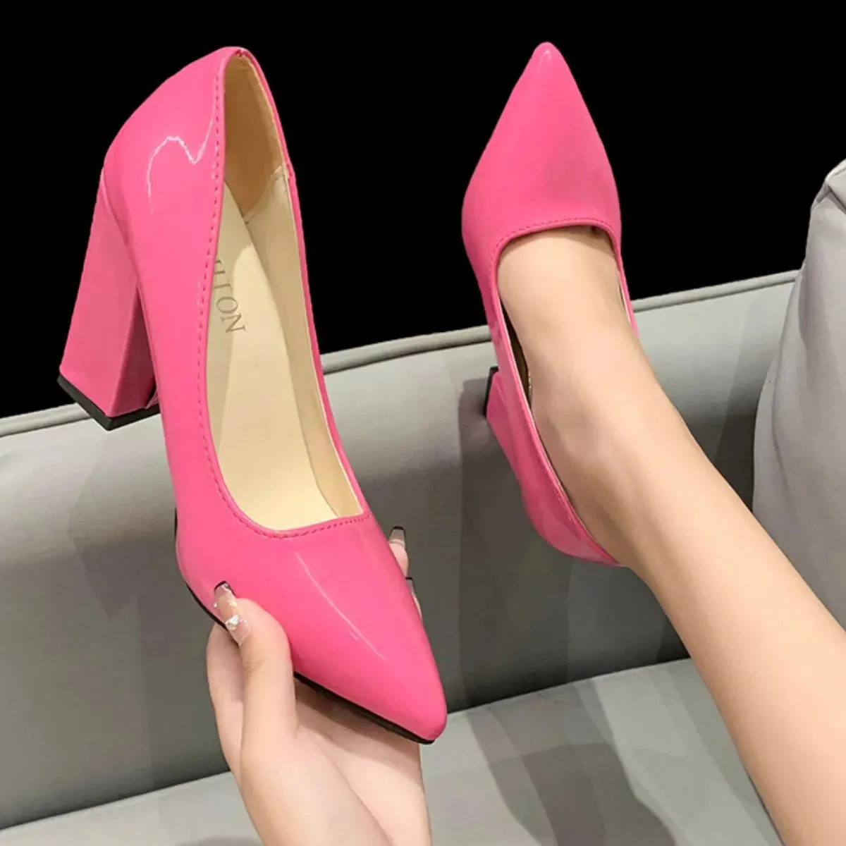 Point Toe Block Heels Pumps