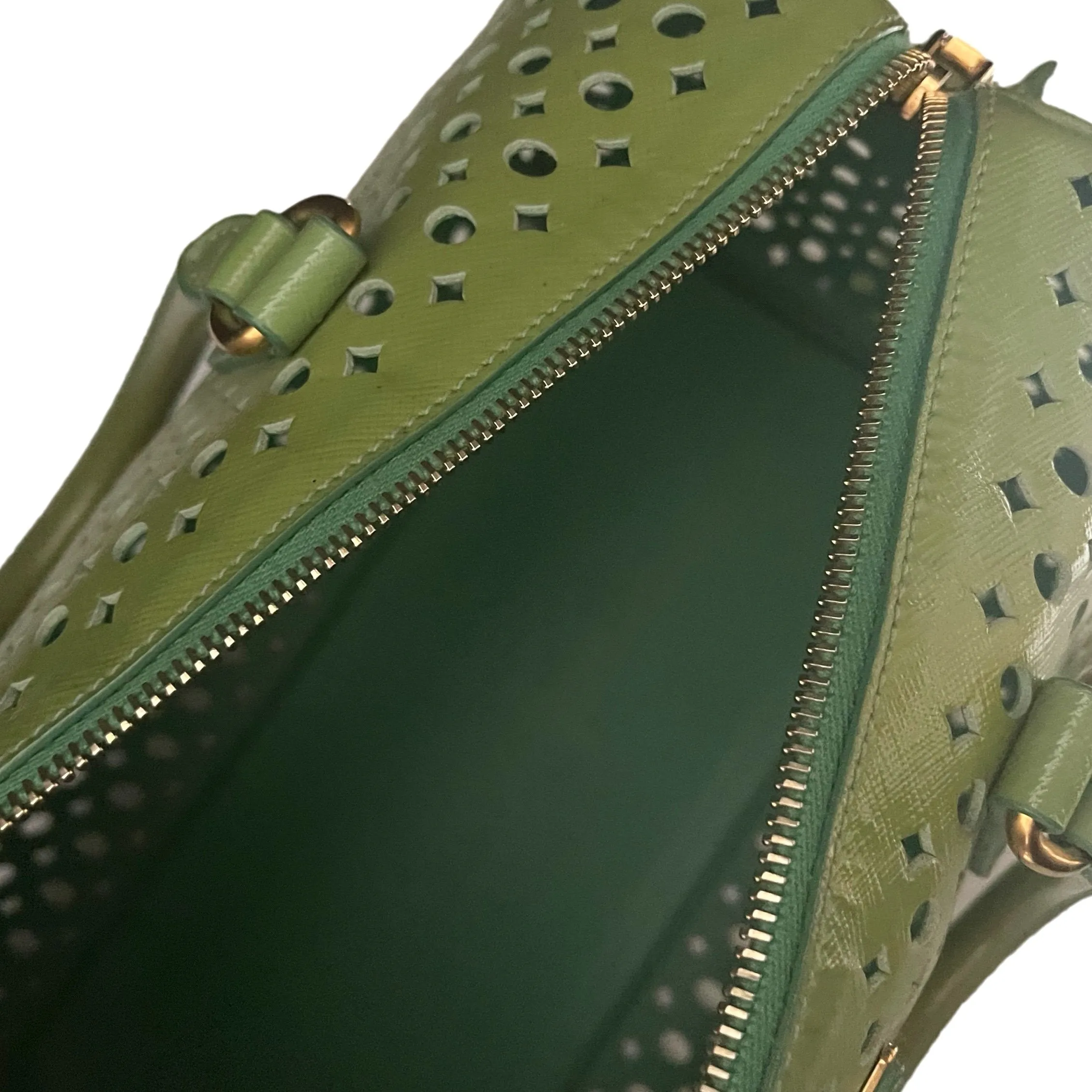 Prada Lime Green Perforated Satchel