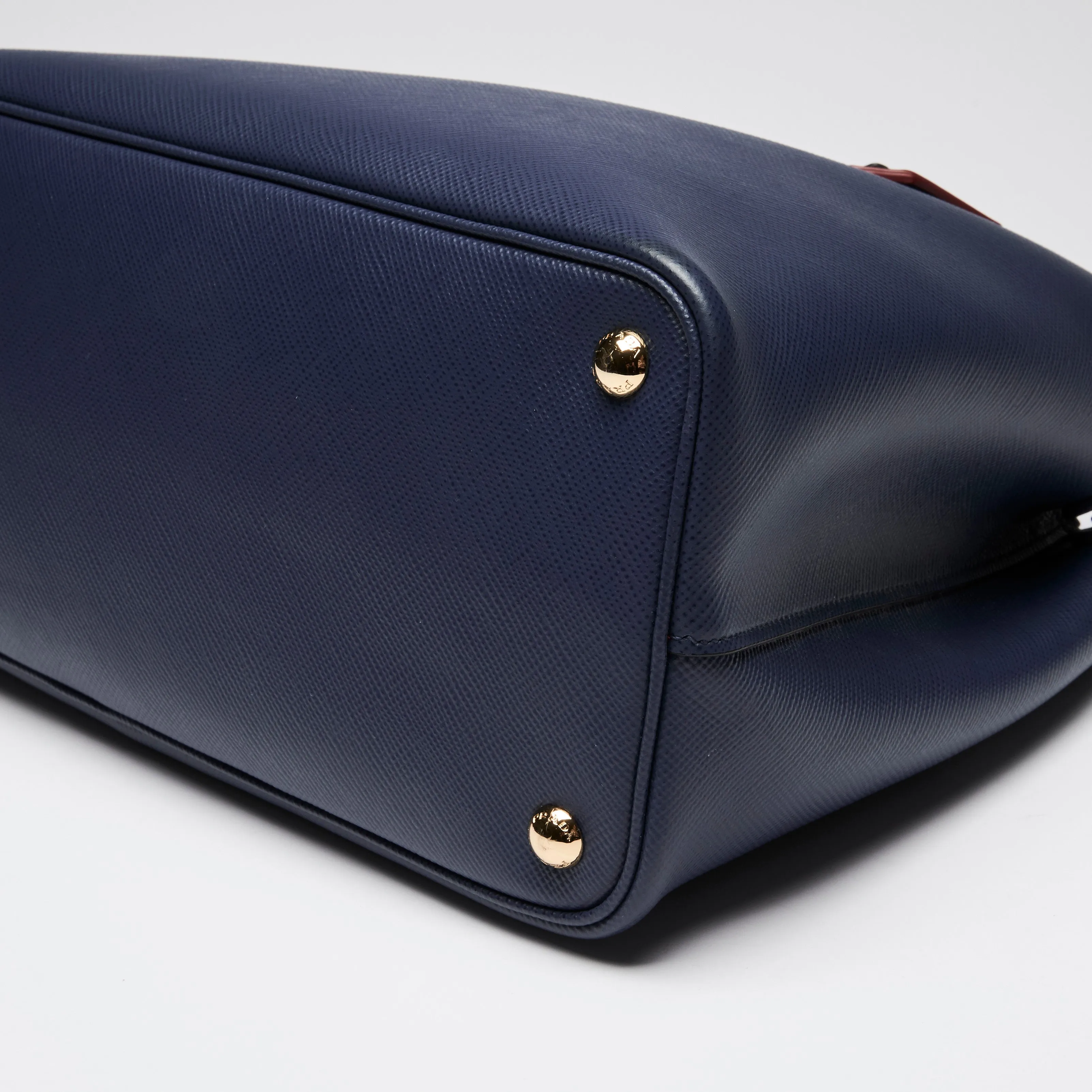Prada Navy Saffiano Leather Cuir Double Tote