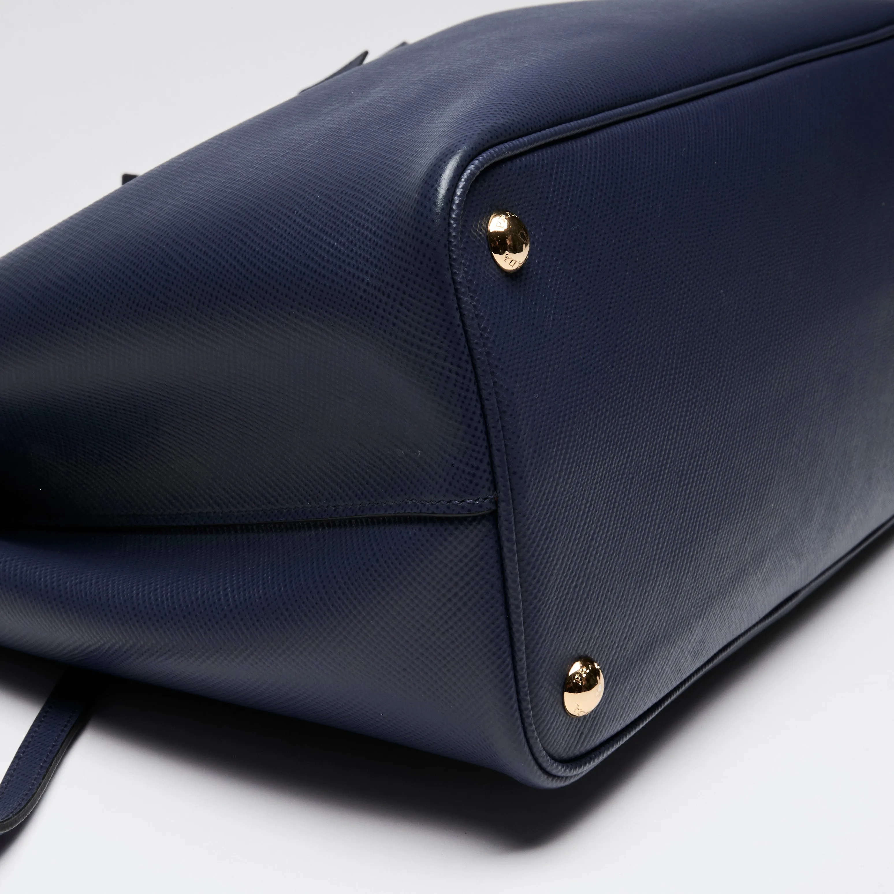 Prada Navy Saffiano Leather Cuir Double Tote