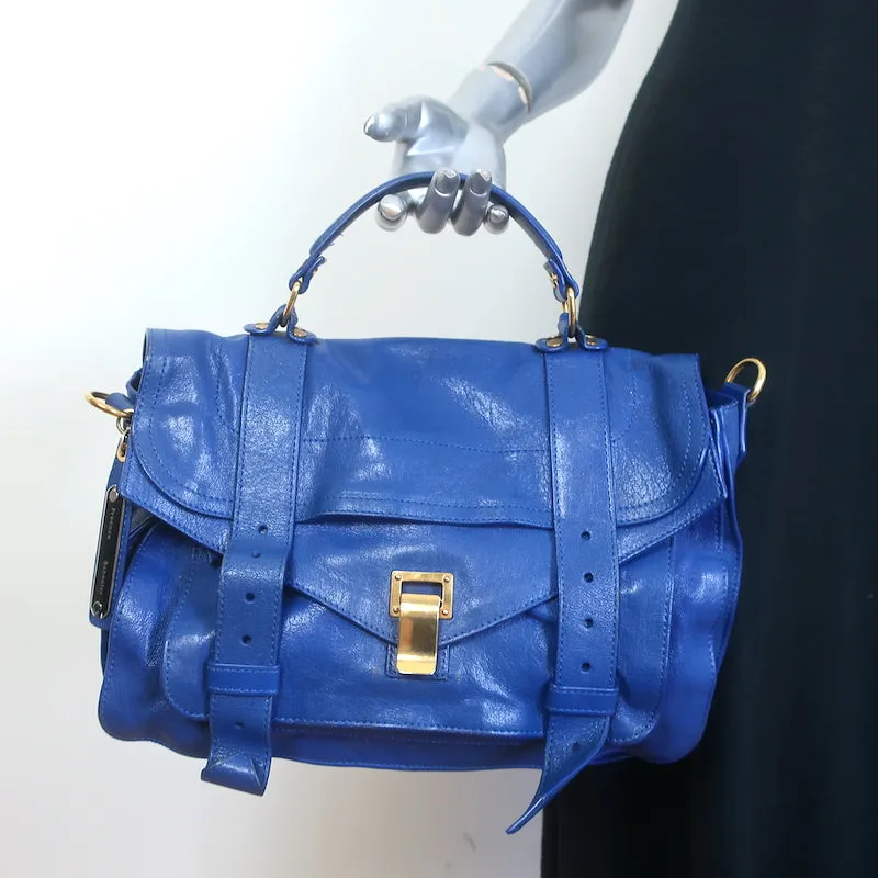 Proenza Schouler PS1 Medium Satchel Cobalt Blue Leather Crossbody Bag