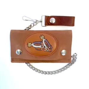PU808-SP  6" Western Biker Wallet- Spurs