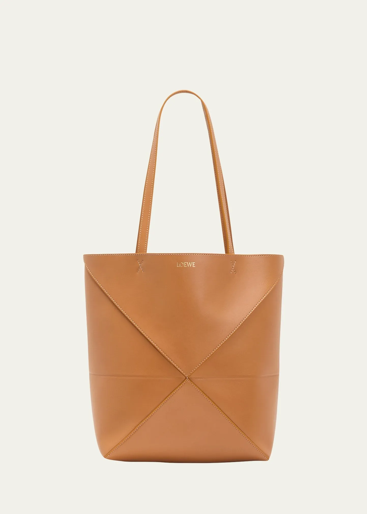 Puzzle Fold Medium Tote Bag in Shiny Leather