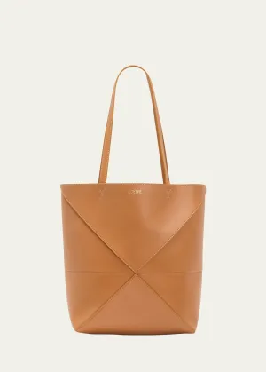 Puzzle Fold Medium Tote Bag in Shiny Leather
