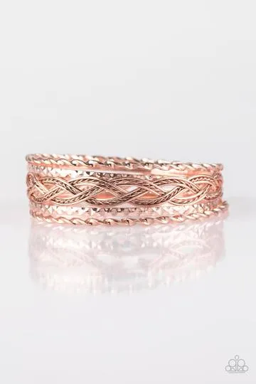 " Straight Street " Gold Metal with Mixed Textured Bangle Bracelets Set of 3