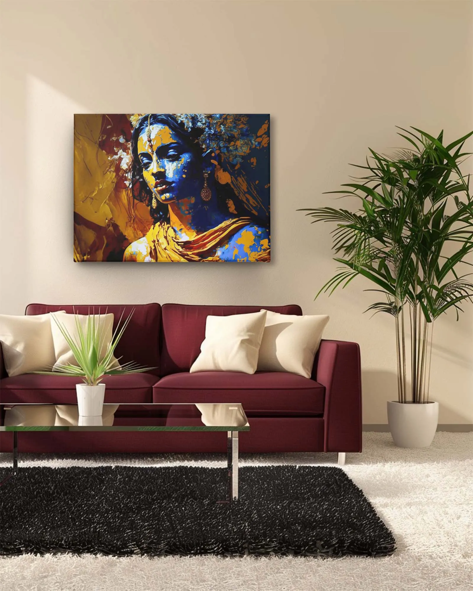 Radha in Krishna's Hue modern art canvas