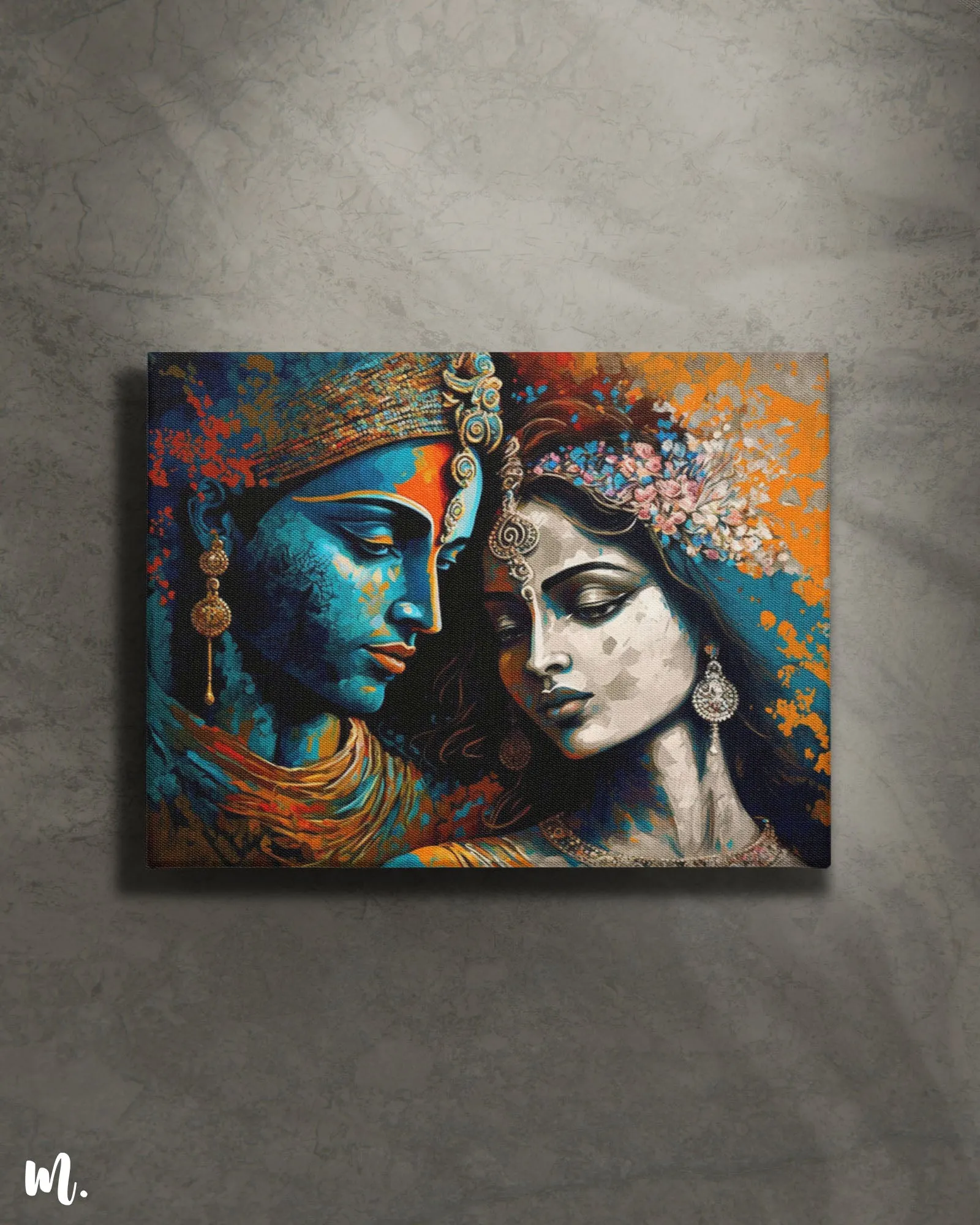 Radha Krishna's divine union canvas art