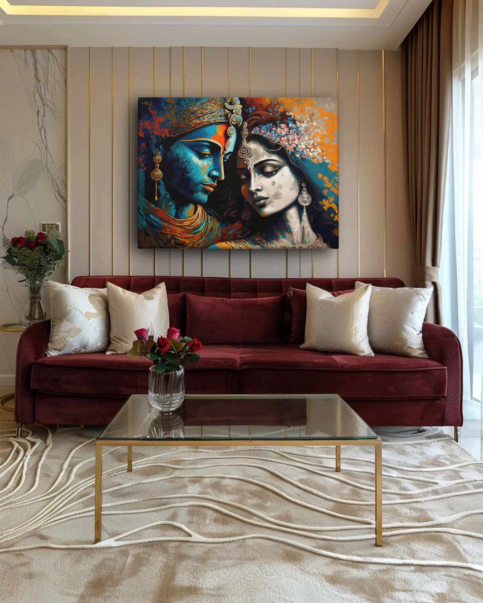 Radha Krishna's divine union canvas art
