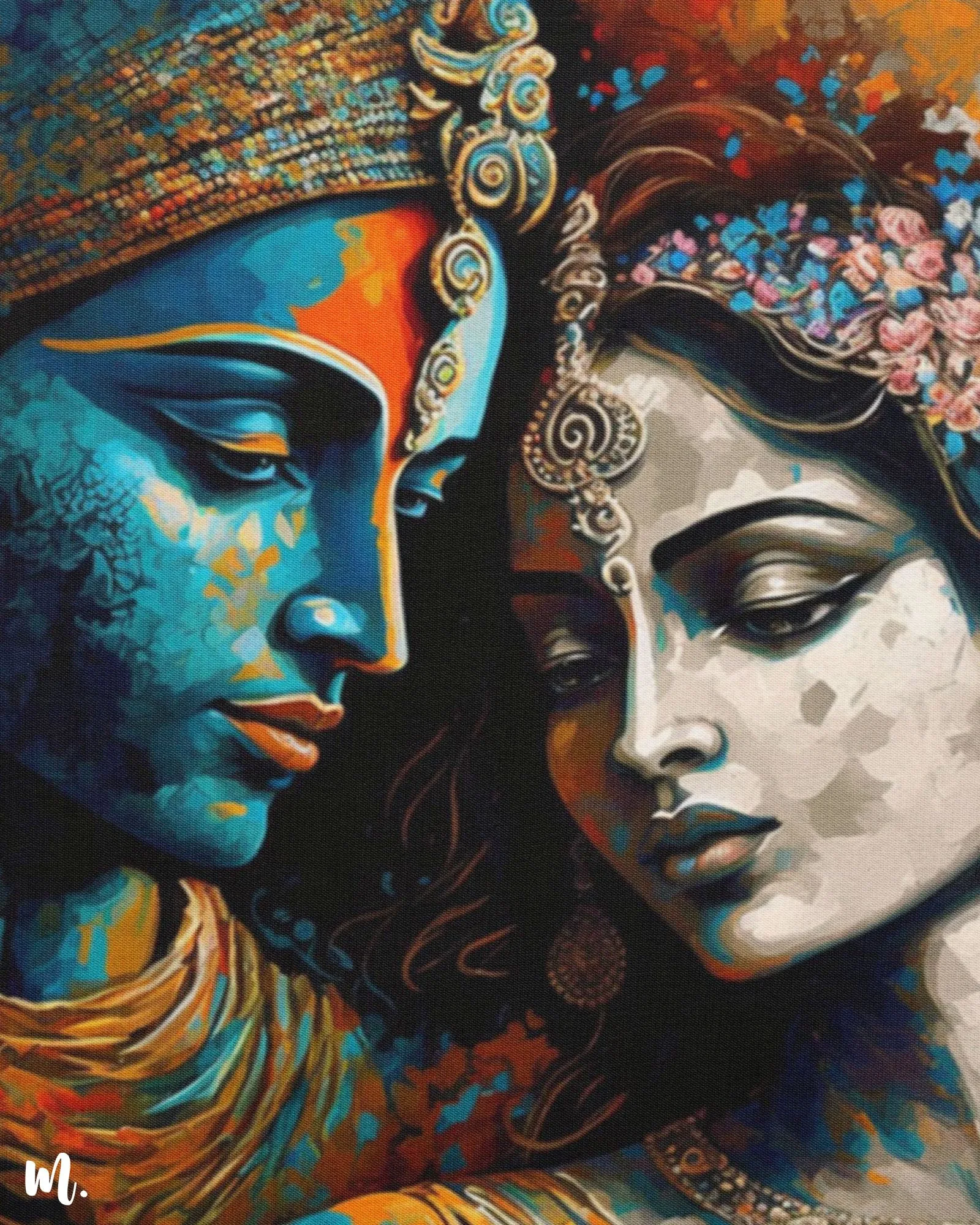 Radha Krishna's divine union canvas art