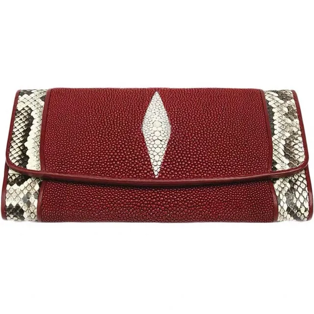 Real Stingray Leather Lady Long Wallet Large Card Holders