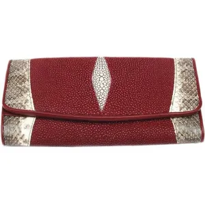 Real Stingray Leather Lady Long Wallet Large Card Holders