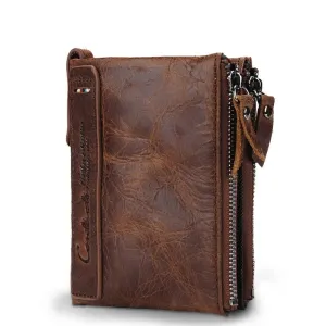 Realaiot HOT Genuine Crazy Horse Cowhide Leather Men Wallet Short Coin Purse Small Vintage Wallets Brand High Quality Designer Gifts for Men