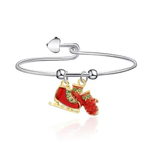 Red & Two-Tone Skate & Mitten Charm Bangle